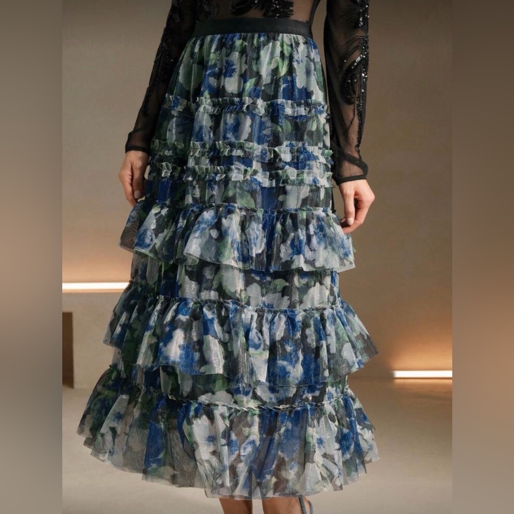 Floral Tiered Ruffle Skirt